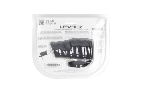 Vibrating Ribbed Silicone Cock Sleeve and Ball Ring Black