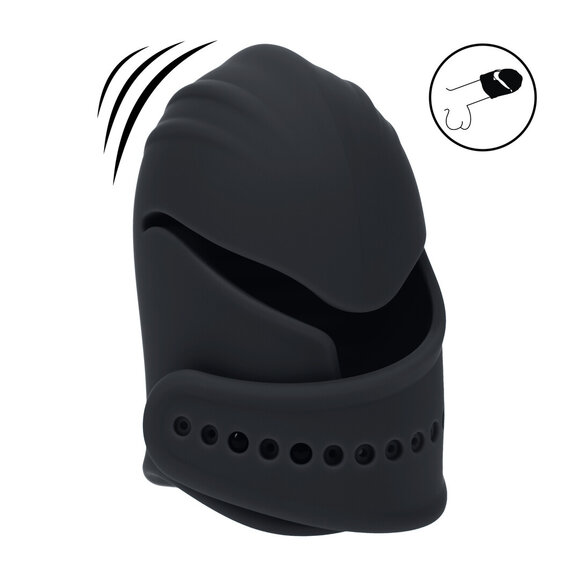 Verstellbarer vibrierender Penisstimulator aus Silikon – Schwarz