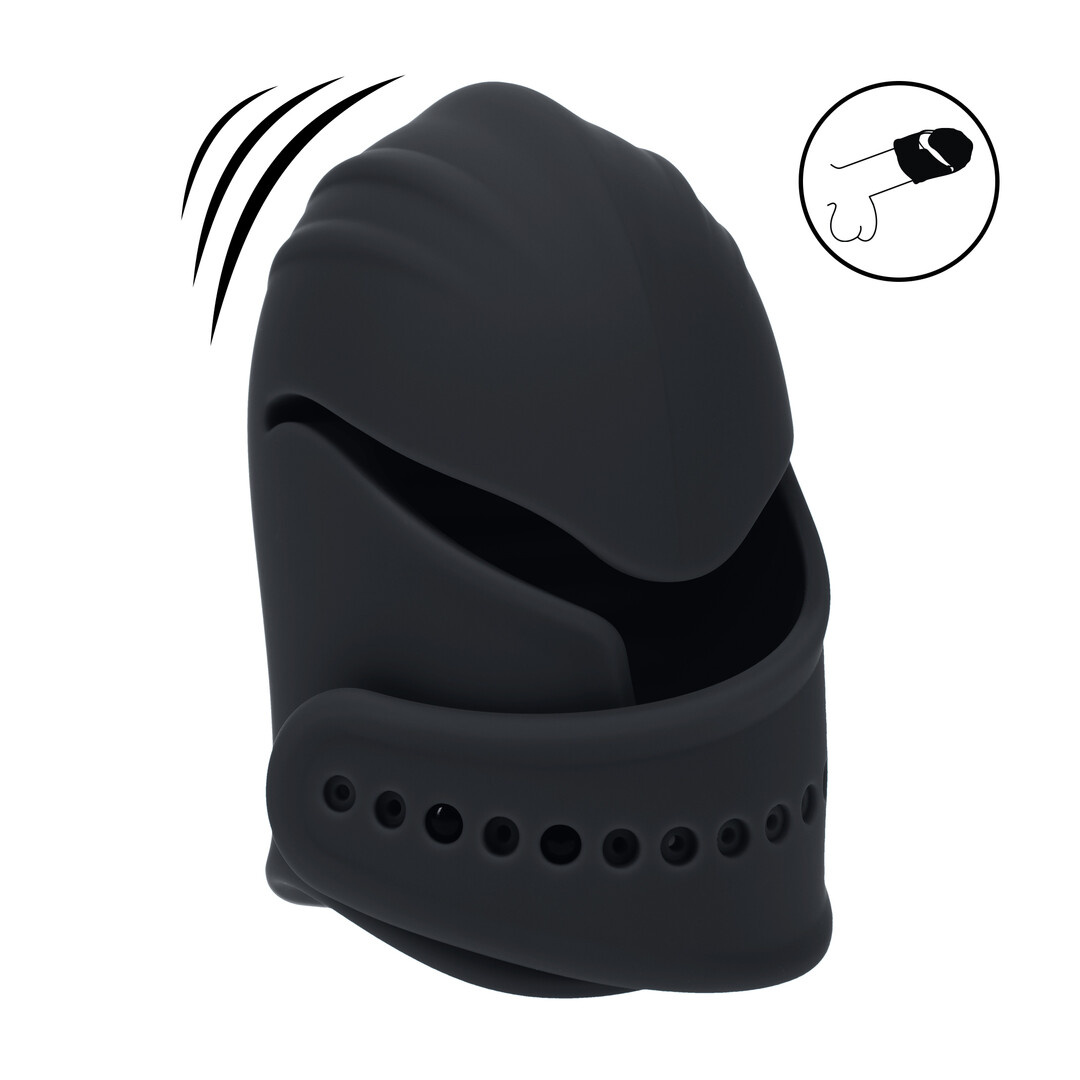 Verstellbarer vibrierender Penisstimulator aus Silikon – Schwarz