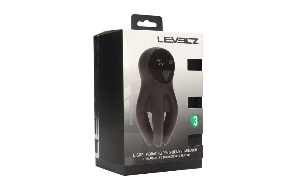 Digital Vibrating Silicone Penis Stimulator - Black, Levelz