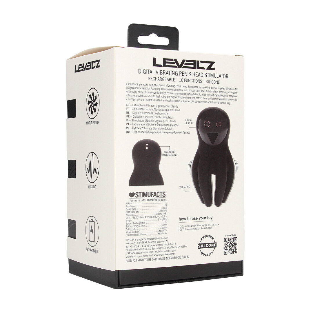 Digitale Vibrerende Silicone Penis Stimulator - Zwart, Levelz