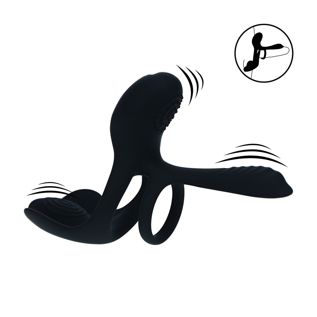 Dreifach vibrierender Silikon-Cockring Schwarz – Levelz