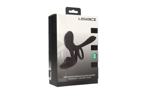 Triple Vibrating Silicone Cock Ring Black – Levelz