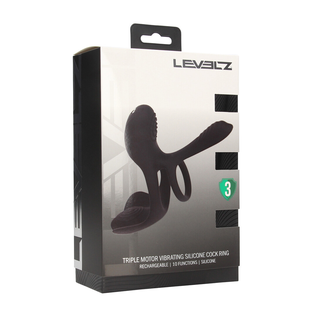 Triple Vibrating Silicone Cock Ring Black – Levelz