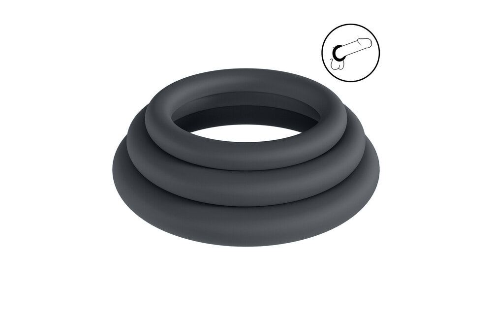 Silikon-Cockring-Set 3 Stück XS-S-M Schwarz – Levelz