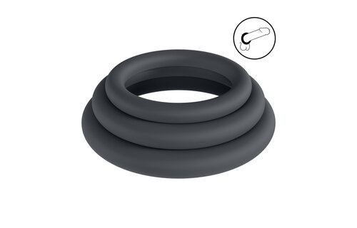 Siliconen Cockring Set 3 Stuks XS-S-M Zwart - Levelz