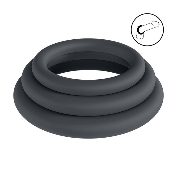 Silikon-Cockring-Set 3 Stück XS-S-M Schwarz – Levelz