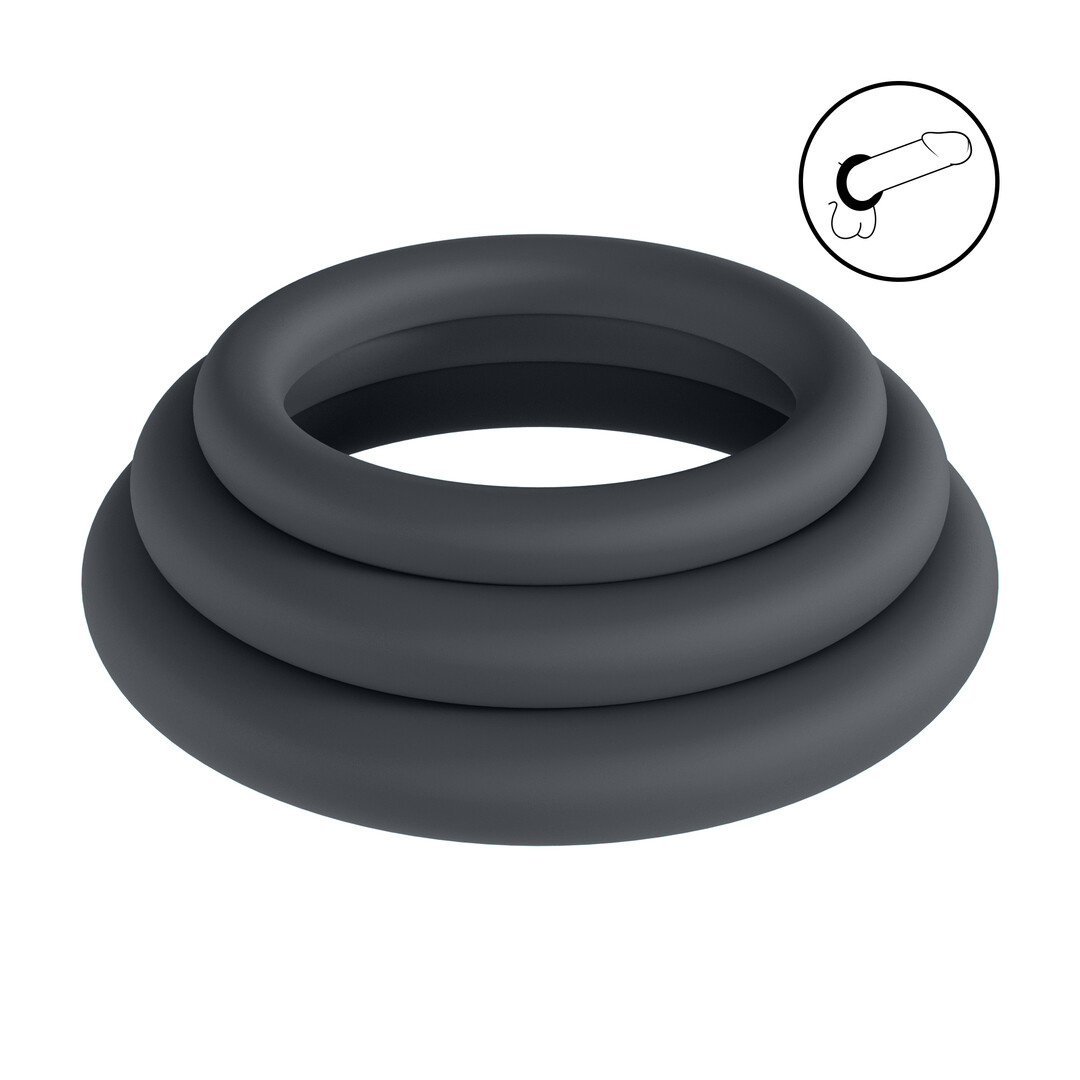 Silikon-Cockring-Set 3 Stück XS-S-M Schwarz – Levelz