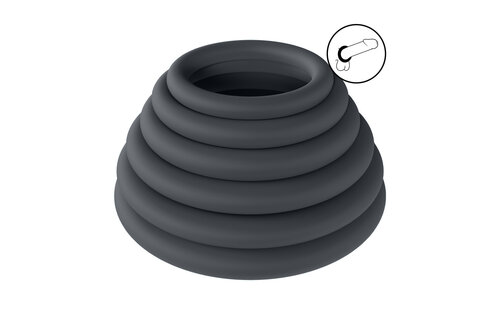 Klassisches schwarzes Silikon-Cockring-Set mit 6 Stück | Levelz