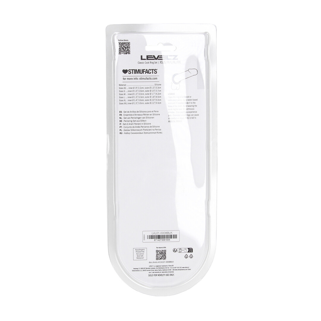 Classic Black Silicone Cock Ring Set of 6 | Levelz