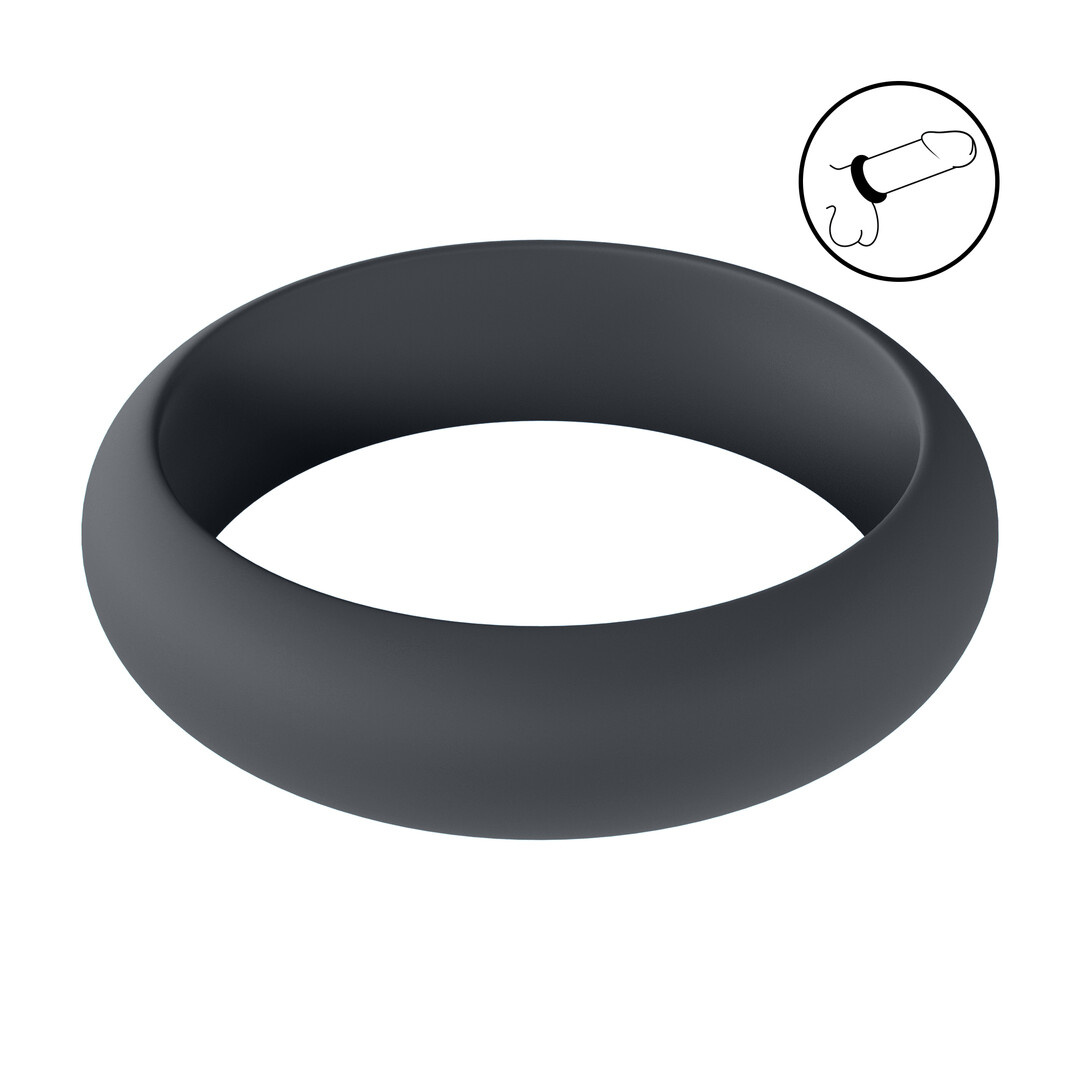Wide O Silicone Cockring M – Comfort & Enhancement Black