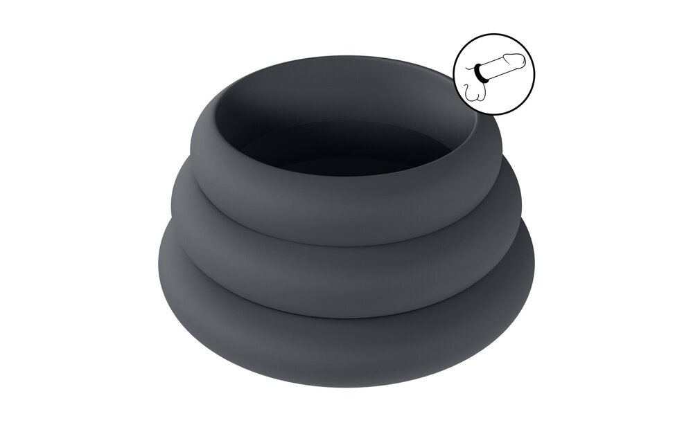 Wide O Silikon-Cockring-Set Schwarz – S/M/L | Levelz