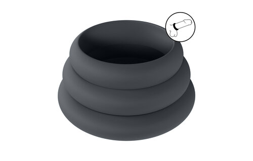 Wide O Silikon-Cockring-Set Schwarz – S/M/L | Levelz