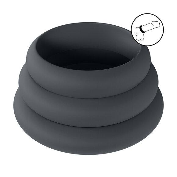 Wide O Silicone Cockring Set Black - S/M/L | Levelz