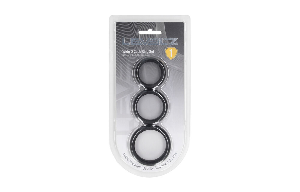 Wide O Silicone Cockring Set Black - S/M/L | Levelz