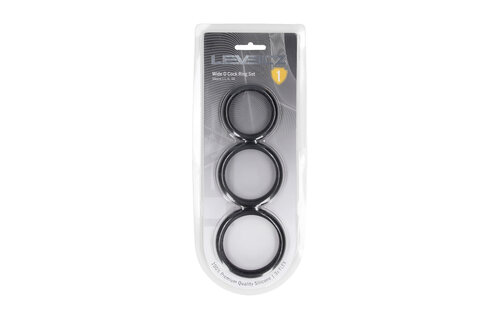Wide O Silicone Cock Ring Set 3 pieces L/XL/XXL Black