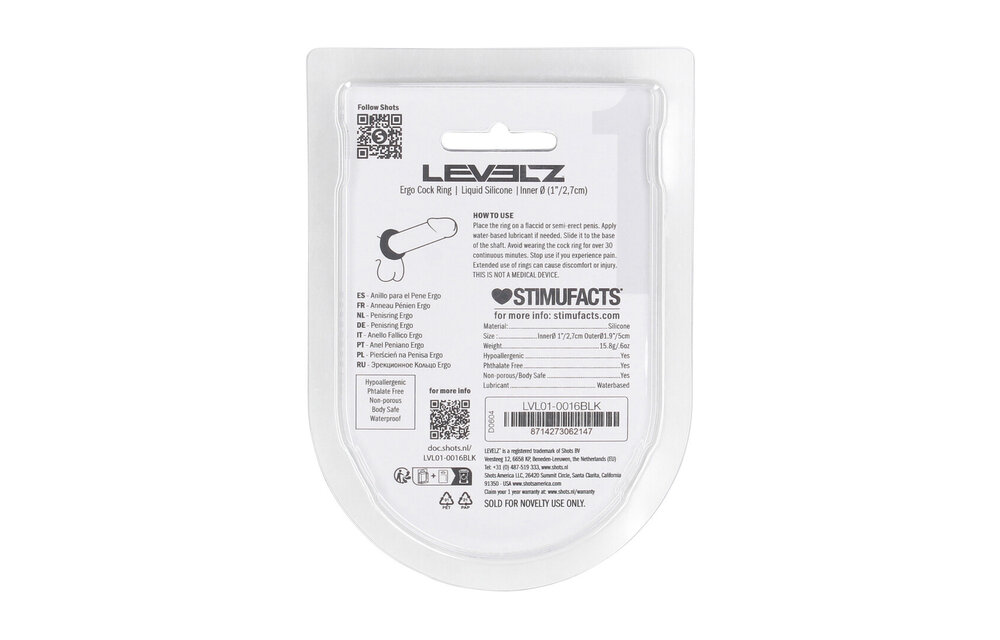 Ergo Liquid Silicone Cockring Zwart - Comfort & Spanning