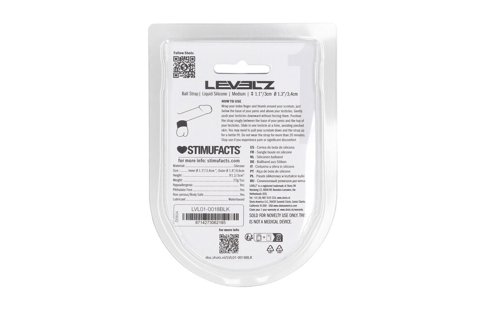 Vloeibare Siliconen Balriem M 34mm Zwart – Flexibel & Strak