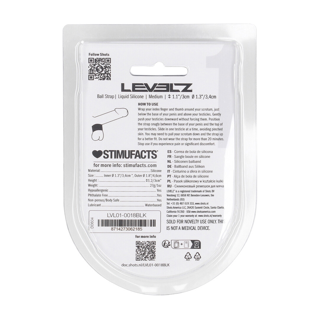 Vloeibare Siliconen Balriem M 34mm Zwart – Flexibel & Strak