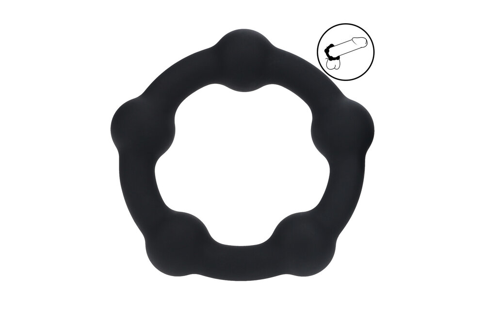 Kralen Siliconen Cockring L Zwart - Comfort & Prestatie