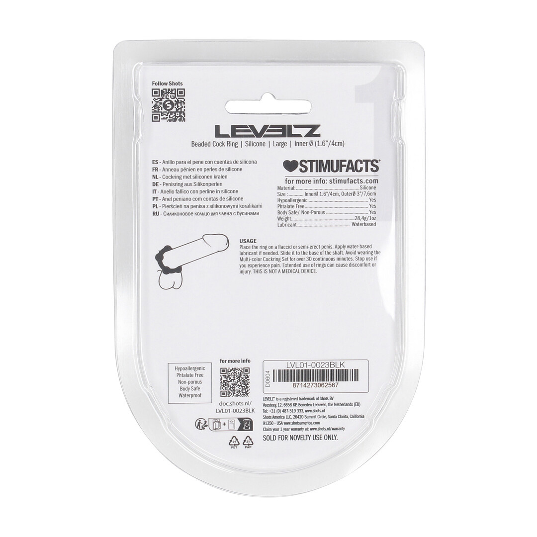 Kralen Siliconen Cockring L Zwart - Comfort & Prestatie