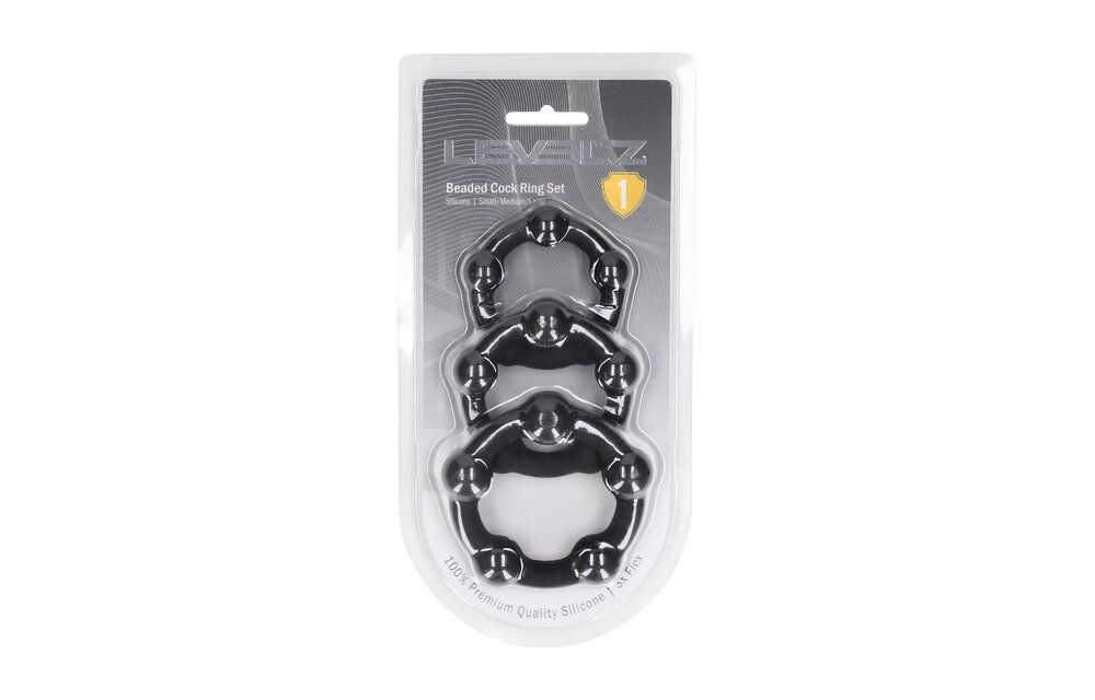 Kralen Siliconen Cockring Set Zwart S/M/L – Comfort & Variatie