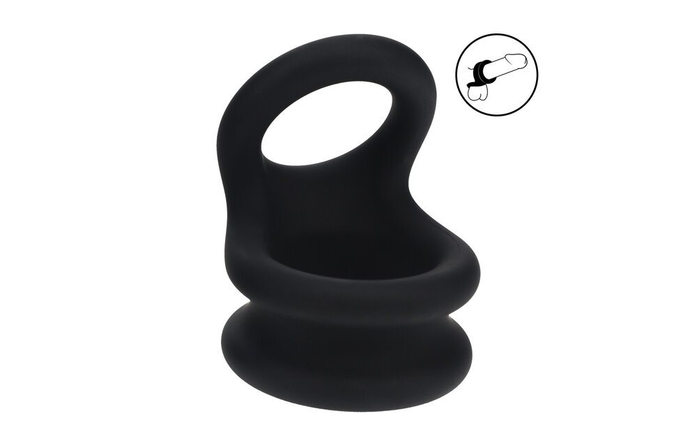 Wide Double O Silicone Cock Ring Black - LEVELZ S