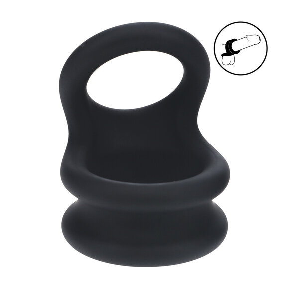 Wide Double O Silicone Cock Ring Black - Power & Pleasure