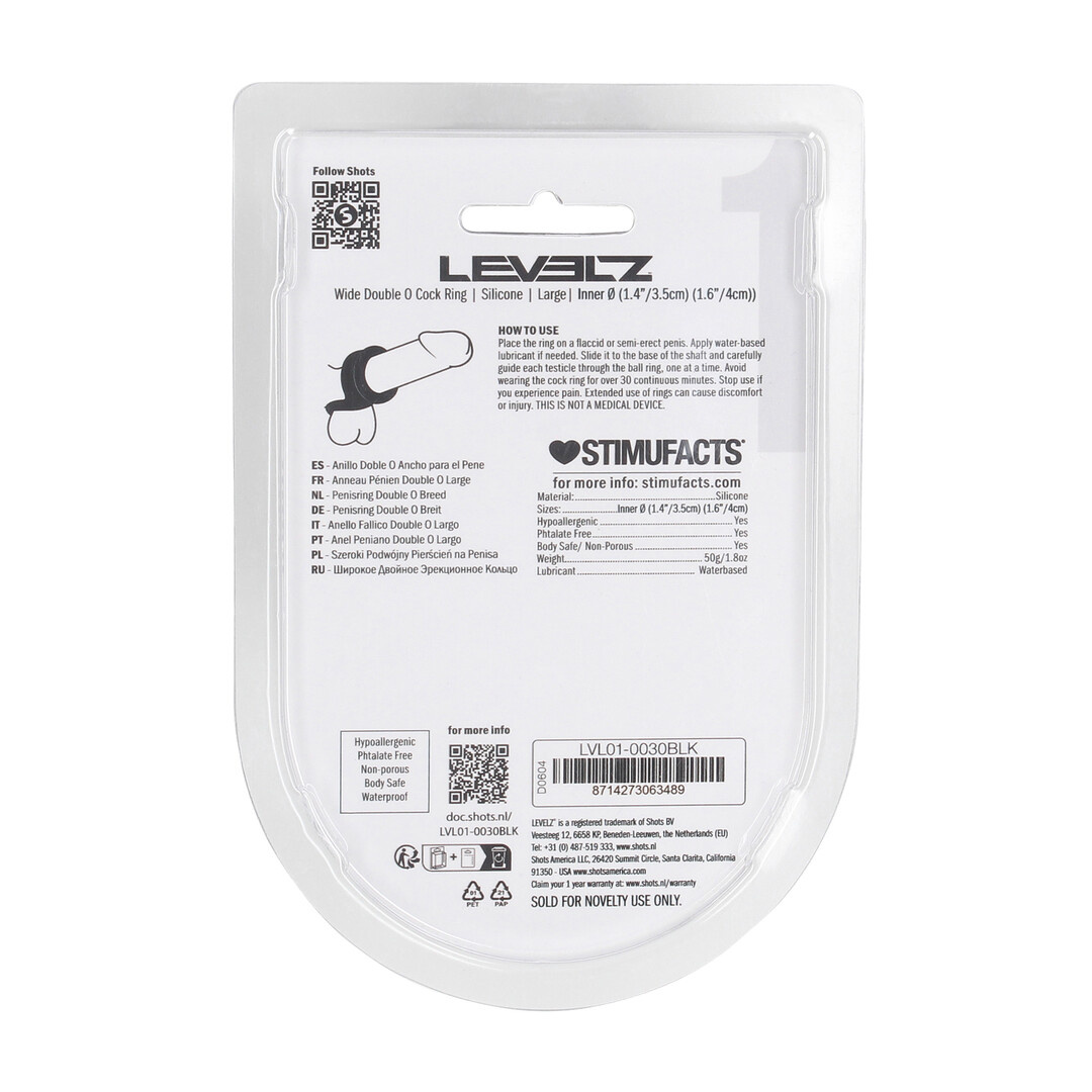 Wide Double O Silicone Cock Ring Black - Power & Pleasure