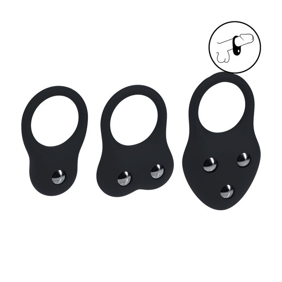 Siliconen Trainings Cockring Set Zwart S/M/L – Intense Grip