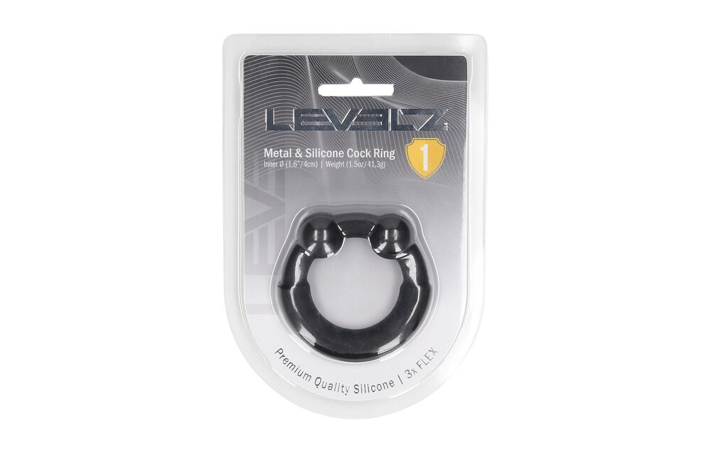 Metal and Silicone Cock Ring Black – Intense Pleasure | Levelz