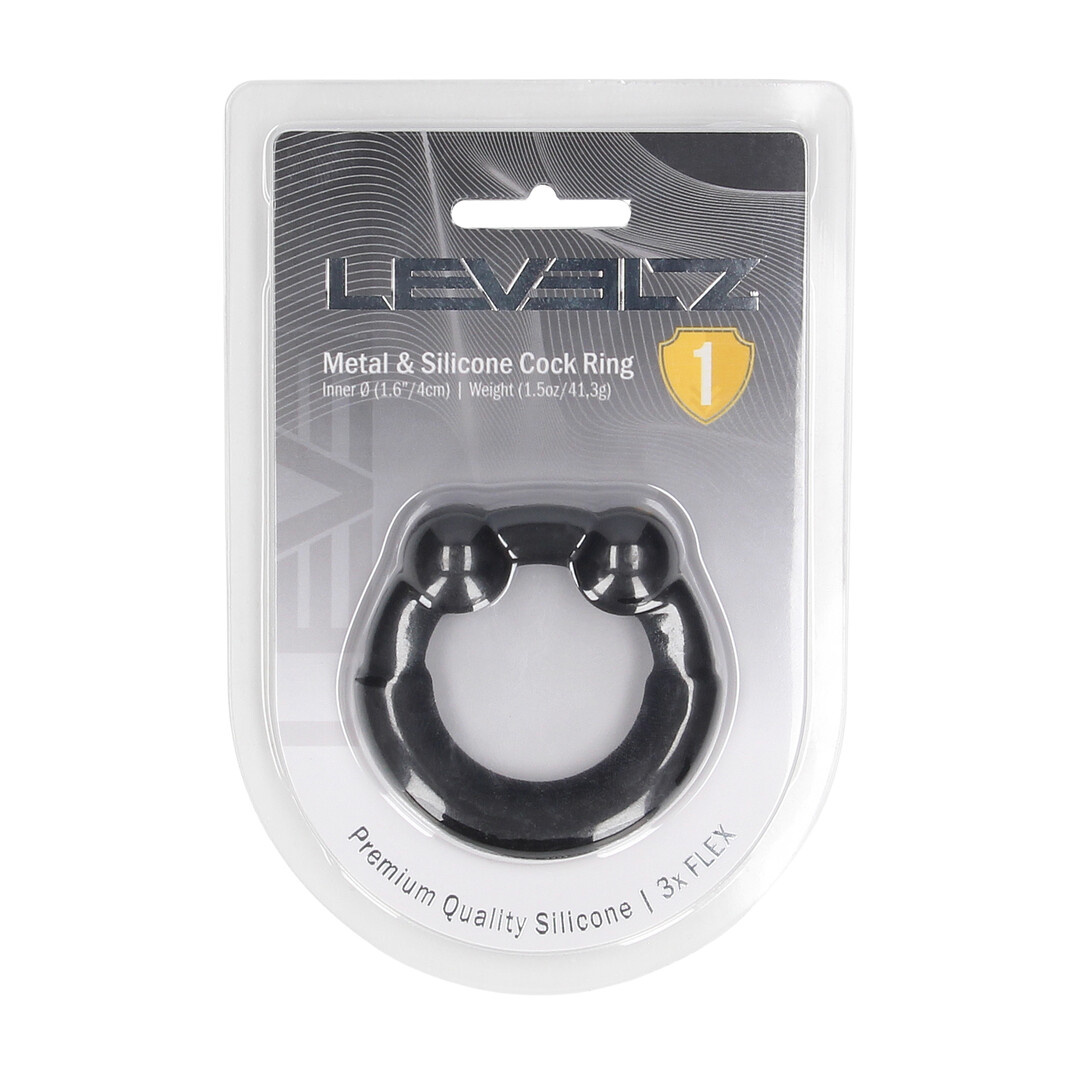 Metal and Silicone Cock Ring Black – Intense Pleasure | Levelz