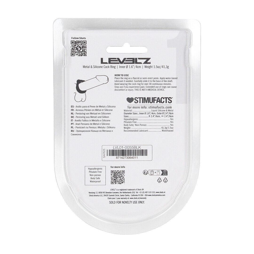 Metal and Silicone Cock Ring Black – Intense Pleasure | Levelz