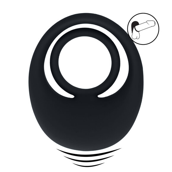 Vibrating Silicone Cock Ring Black | LEVELZ Triple Pleasure