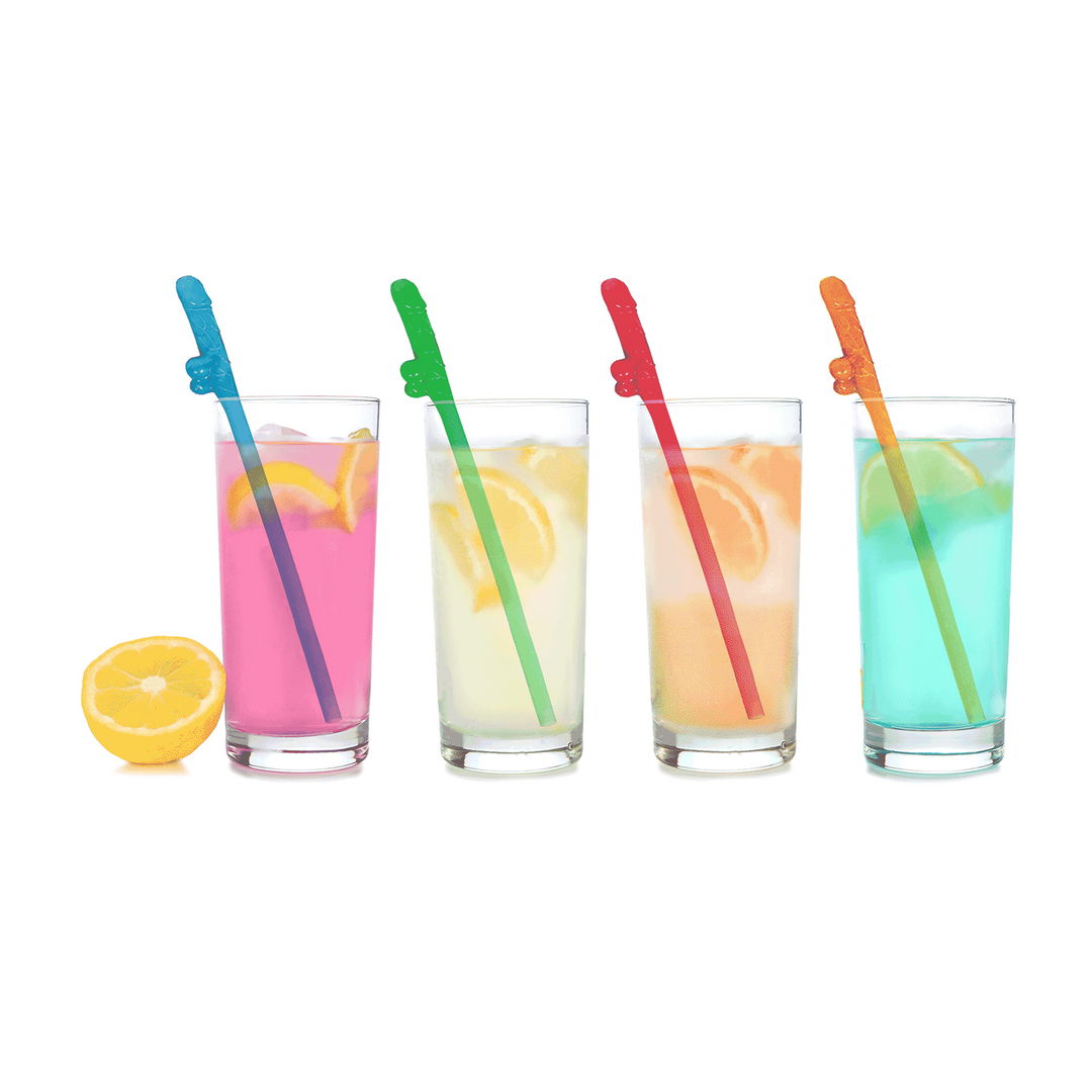 Super Fun Penis Straws - 8 colourful party straws