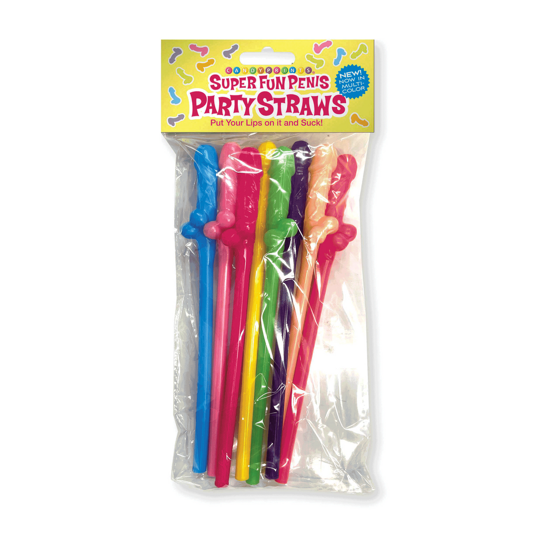Super Fun Penis Straws - 8 colourful party straws