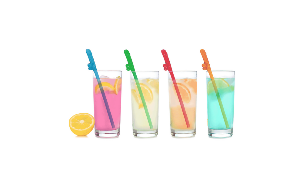 Super Fun Penis - Mehrfarbige Penisstrohhalme - 8er Pack