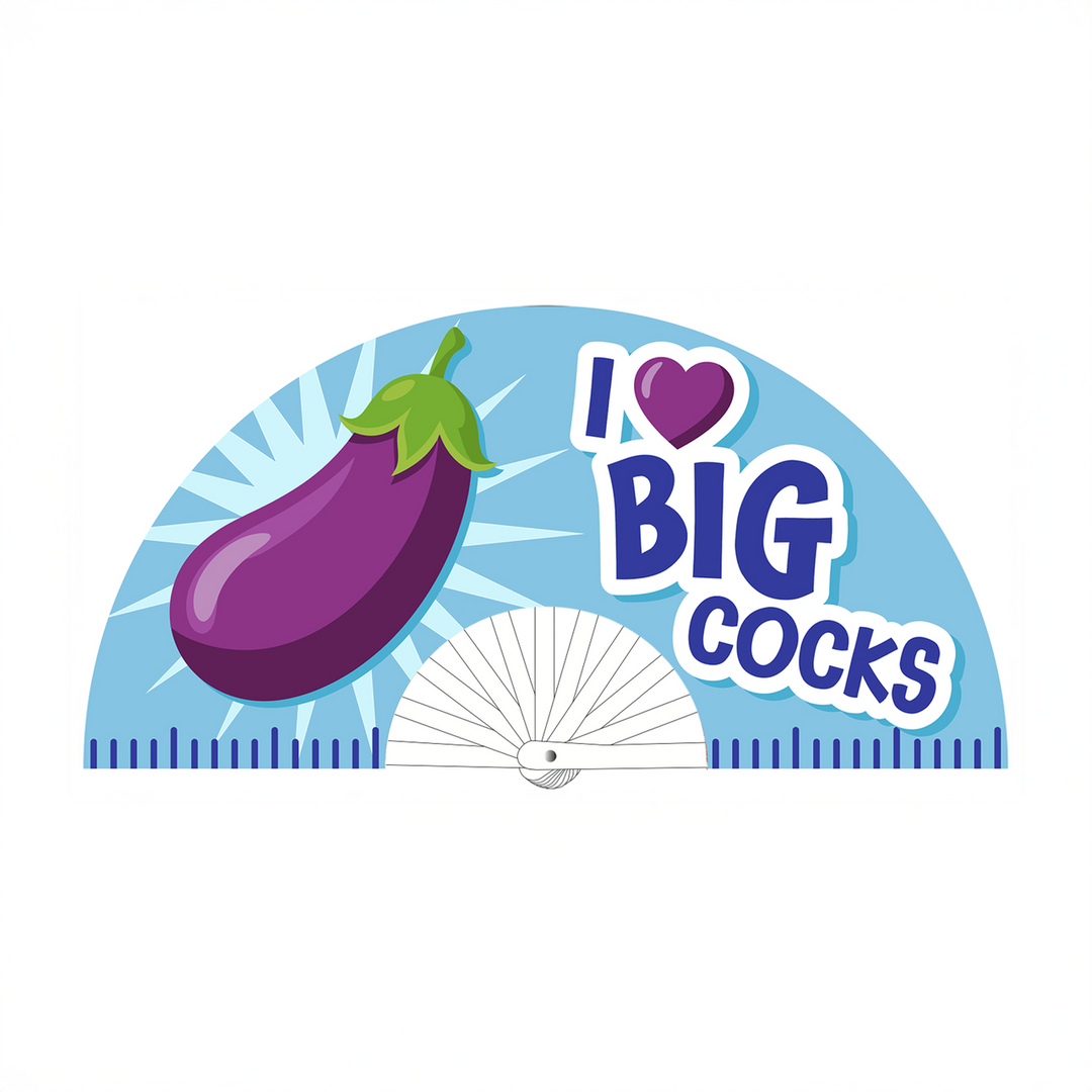 I Love Big Chickens Fan 64 cm - Purple/Blue