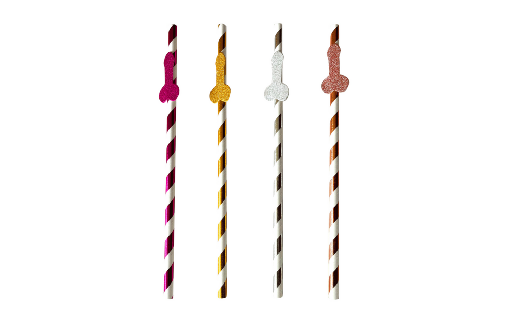Glitterati Penis Long Party Straws | Luxury VIP Party Straws