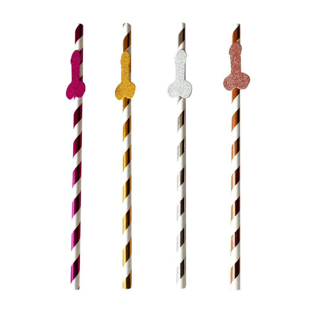 Glitterati Penis Long Party Straws | Luxury VIP Party Straws
