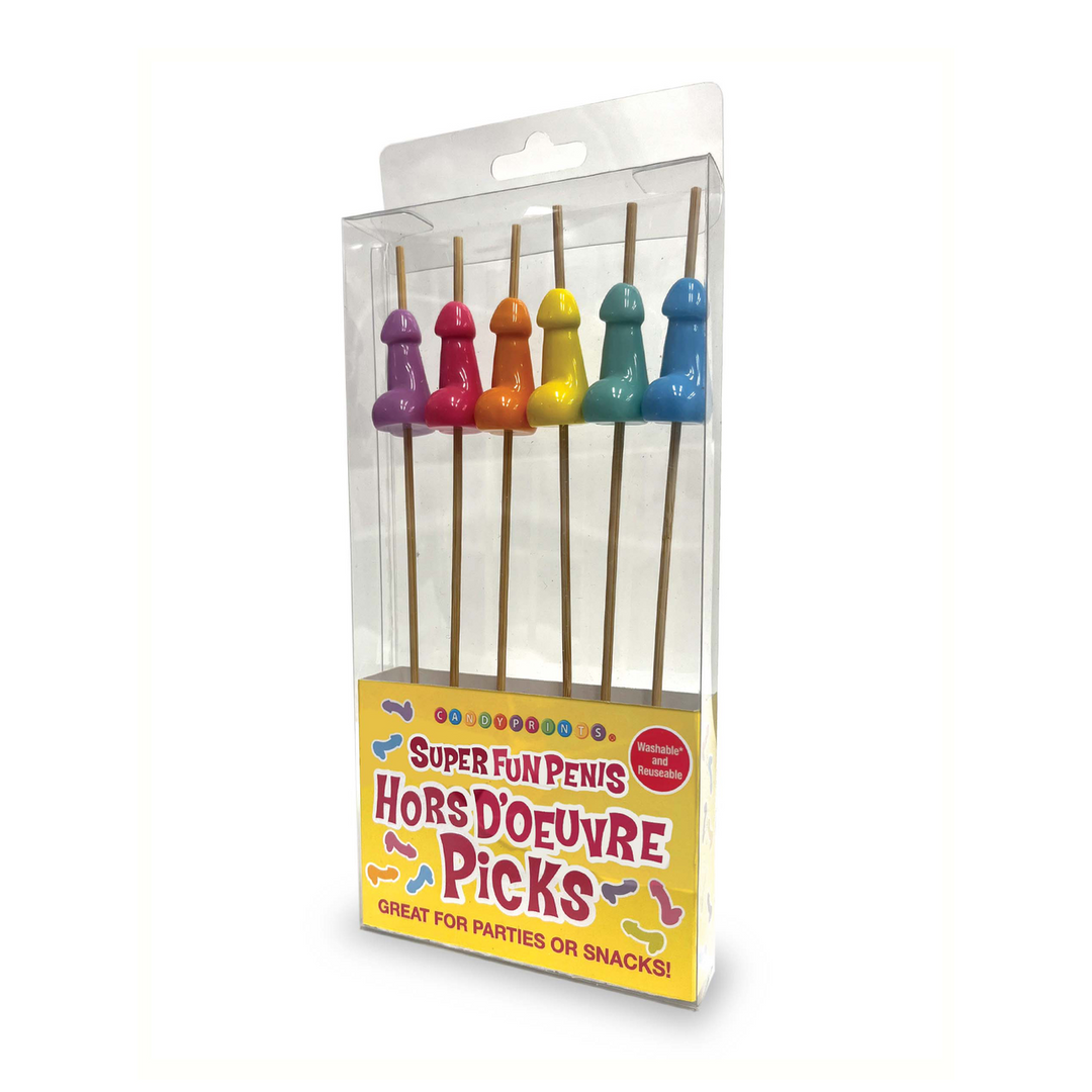 Super Fun Penis Picks - Set van 6 Bamboespiesjes Humor