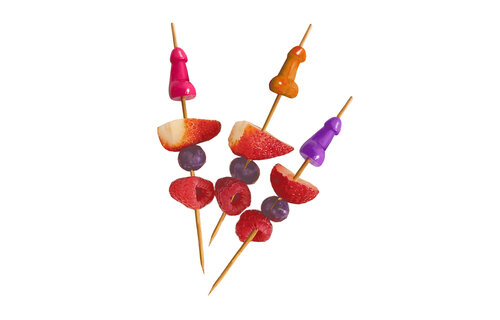 Super Fun Penis Picks - Set van 6 Bamboespiesjes Humor