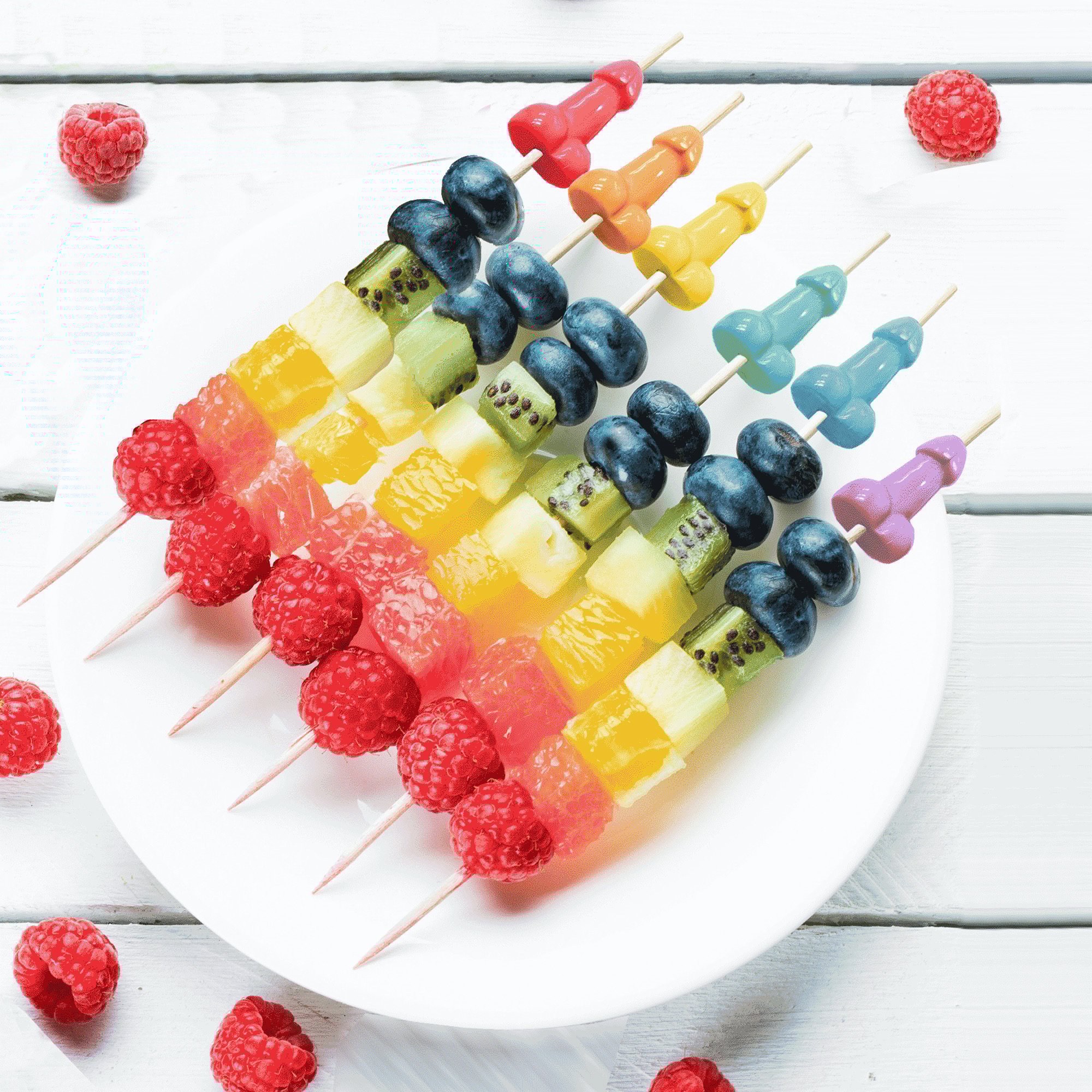 Super Fun Penis Picks - Set van 6 Bamboespiesjes Humor