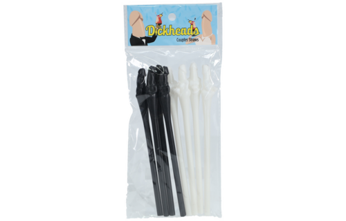 Paare-Strohhalme Schwarz-Weiß | Lustiges & festliches Accessoire