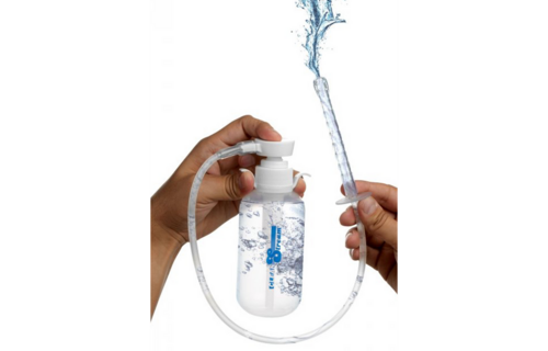 Pump-Einlaufflasche mit Mundstück – komfortabel und hygienisch