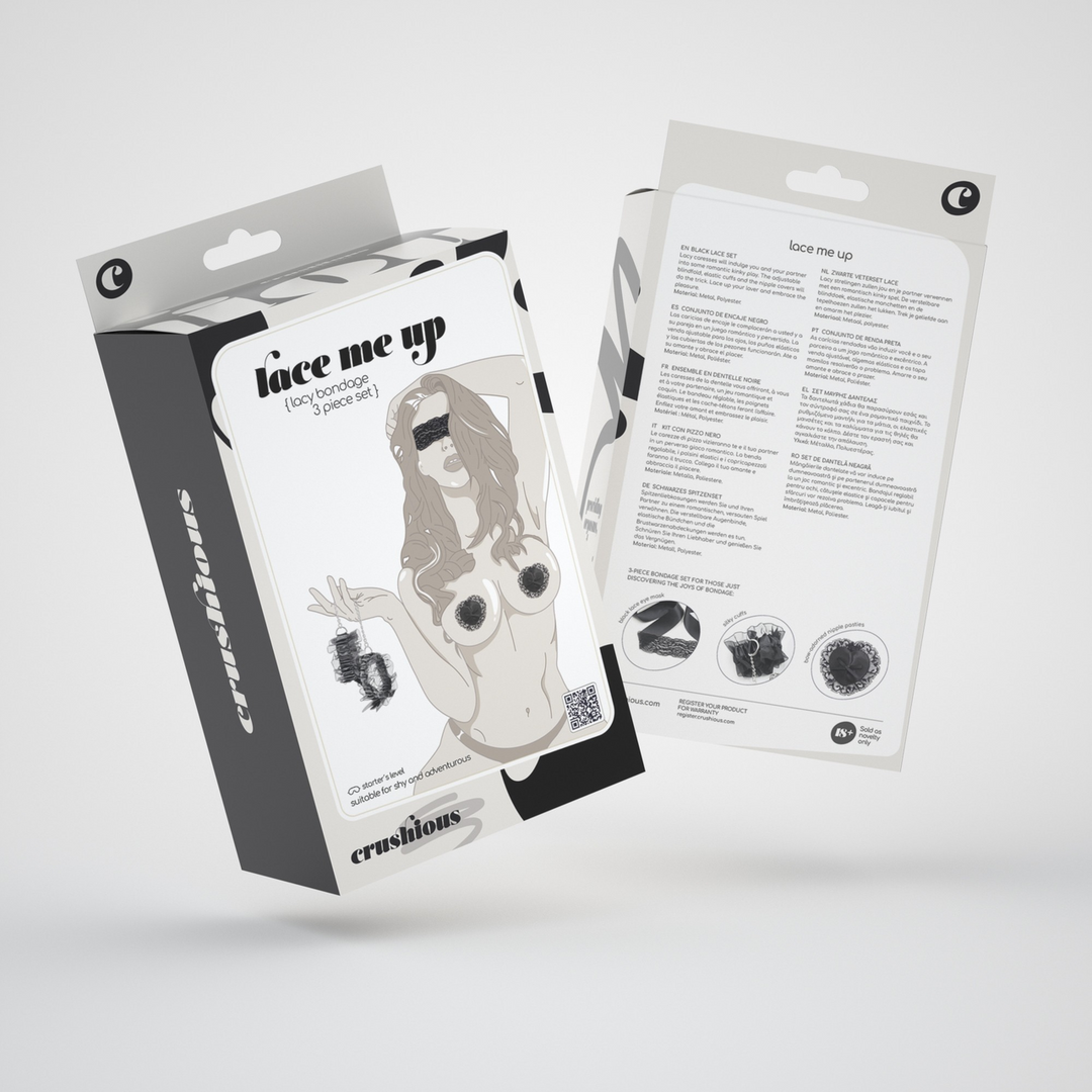 Lace Me Up Bondage-Set Schwarz – Romantisches & verspieltes Set aus Spitze