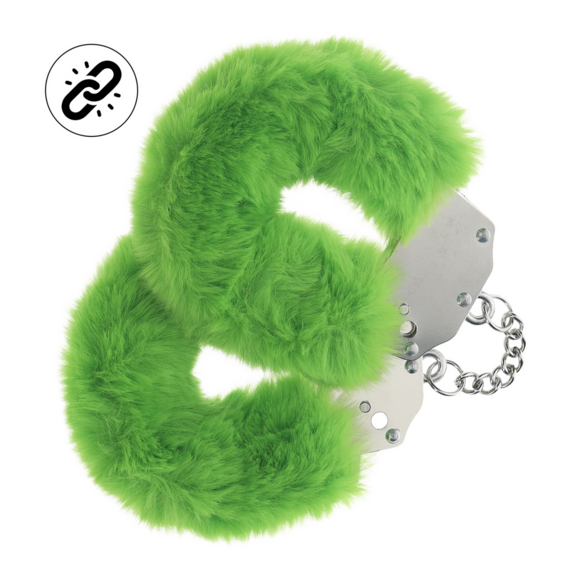 Heavy Fluffy Handcuffs Green - Safe & Playful Fun