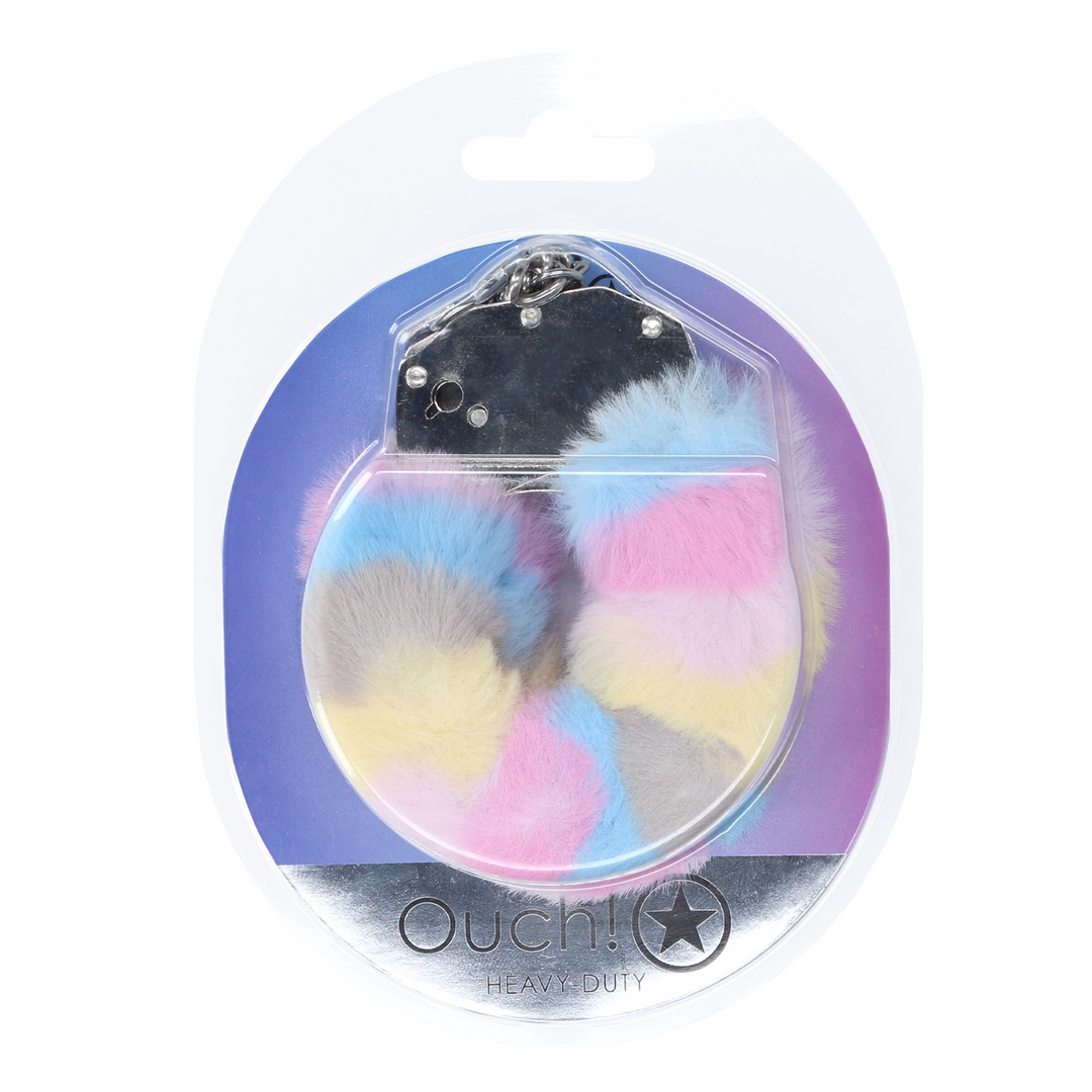 Schwere flauschige Handschellen Multicolor – Sicheres & verspieltes Geschenk