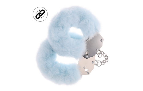Schwere Fluffy Handschellen - Puderblau