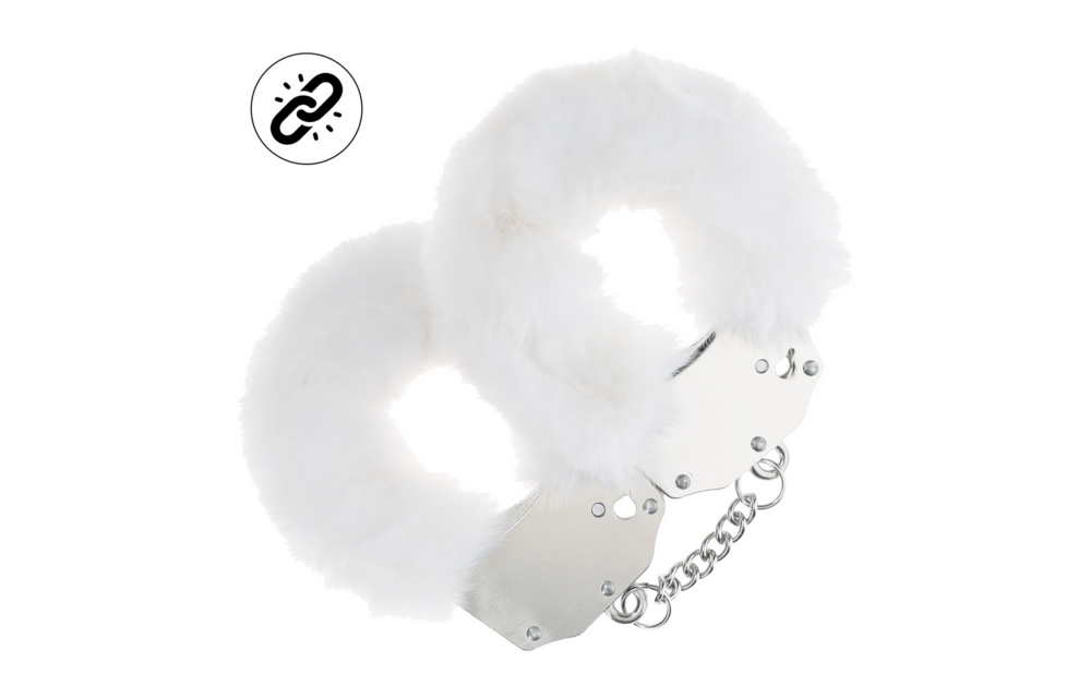 Schwere Fluffy Handschellen - Weiß